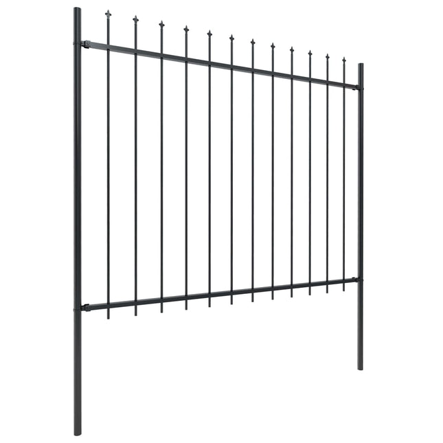 Recinzione Giardino con Punta a Lancia Acciaio 11,9x1,5m Nera