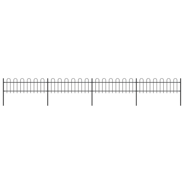 Recinzione da Giardino con Punta Tonda in Acciaio 6,8x0,6m Nera