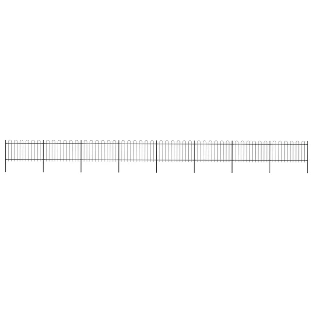 Recinzione da Giardino con Punta Tonda in Acciaio 13,6x1 m Nera