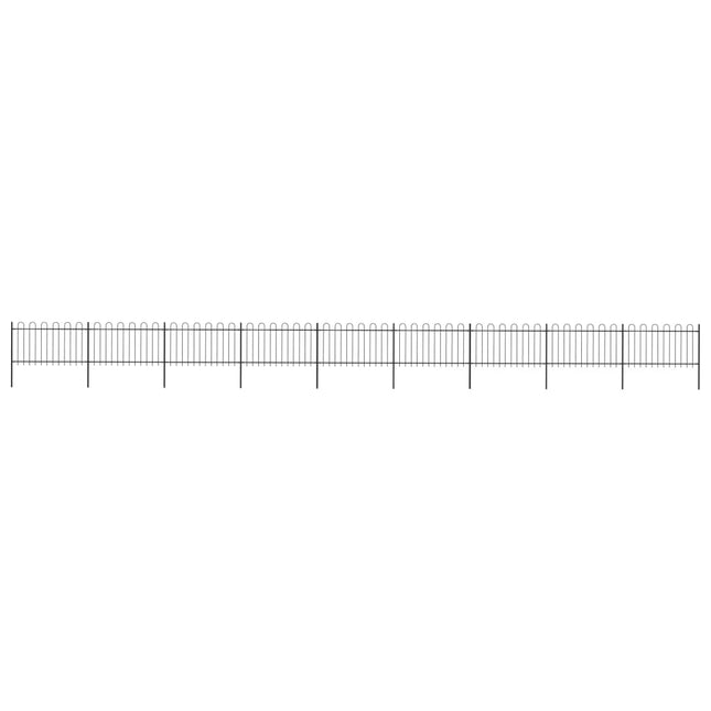 Recinzione da Giardino con Punta Tonda in Acciaio 15,3x1m Nera