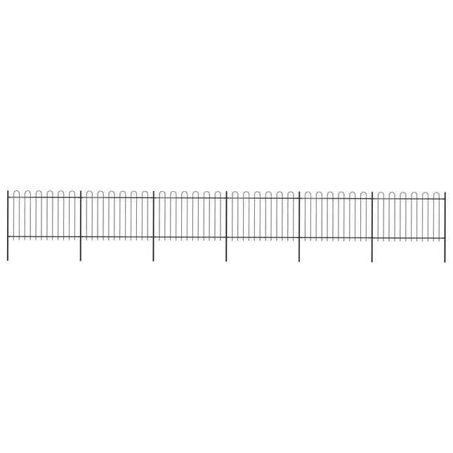 Recinzione da Giardino Punta Tonda in Acciaio 10,2x1,2m Nera