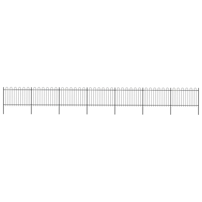 Recinzione Giardino Punta Tonda in Acciaio 11,9x1,2 m Nera