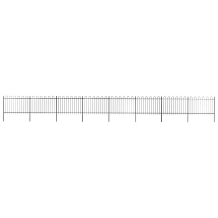 Recinzione Giardino con Punta Tonda in Acciaio 13,6x1,2m Nera