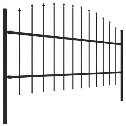 Recinzione Giardino Punta a Lancia (0,75-1)x6,8m Acciaio Nera