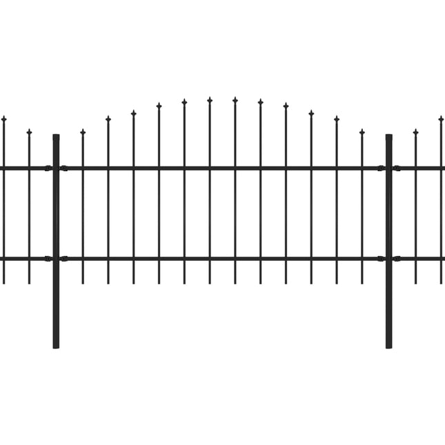 Recinzione Giardino Punta a Lancia (1-1,25)x3,4m Acciaio Nero