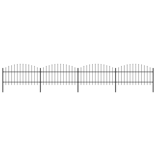 Recinzione Giardino Punta a Lancia (1-1,25)x6,8m Acciaio Nero