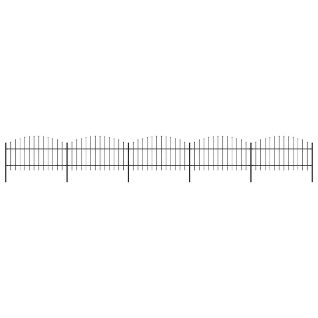 Recinzione Giardino Punta a Lancia (1-1,25)x8,5m Acciaio Nera