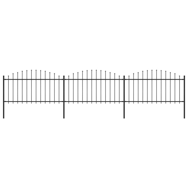 Recinzione Giardino Punta a Lancia (1,25-1,5)x5,1m Acciaio Nera