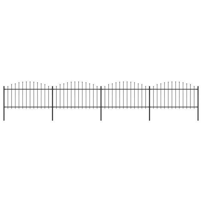 Recinzione Giardino Punta a Lancia (1,25-1,5)x3,4m Acciaio Nero
