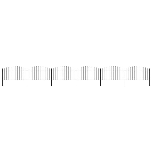 Recinzione Giardino Punta Lancia (1,25-1,5)x10,2m Acciaio Nera