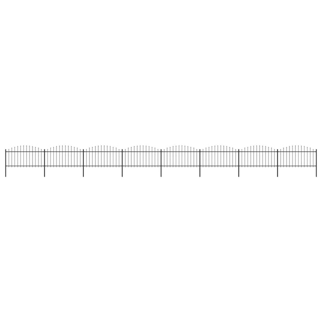 Recinzione Giardino Punta a Lancia(1,25-1,5)x13,6m Acciaio Nero