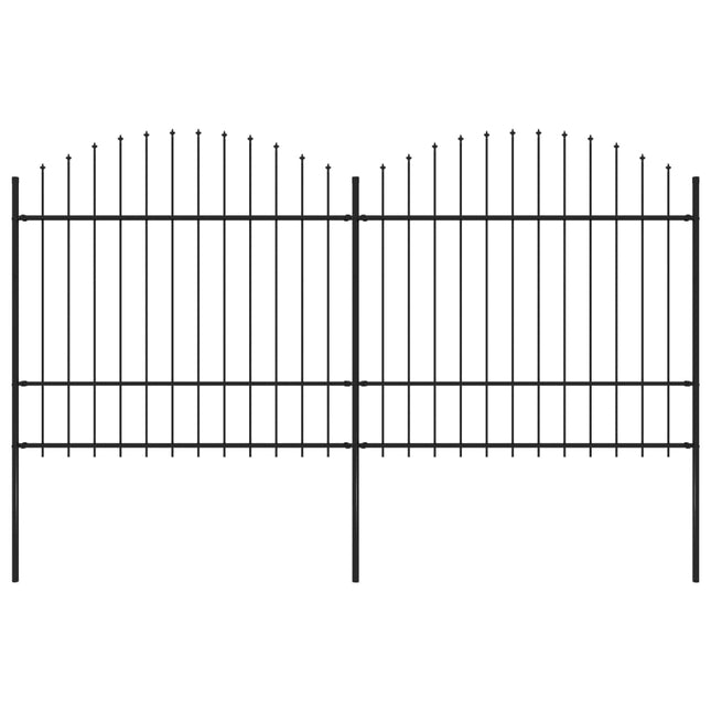Recinzione Giardino Punta a Lancia (1,5-1,75)x3,4m Acciaio Nera