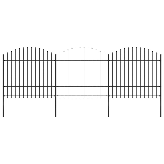 Recinzione Giardino Punta a Lancia (1,5-1,75)x5,1m Acciaio Nera