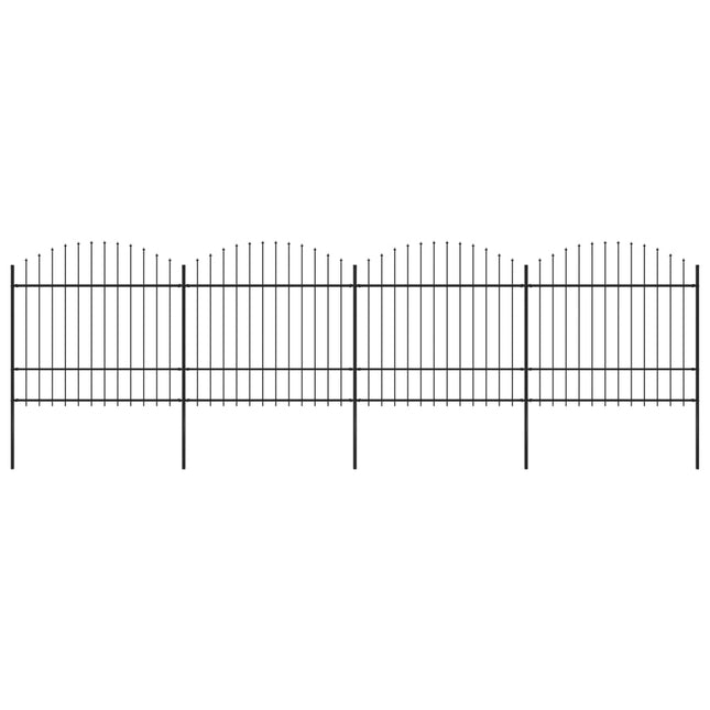 Recinzione Giardino Punta a Lancia (1,5-1,75)x6,8m Acciaio Nera