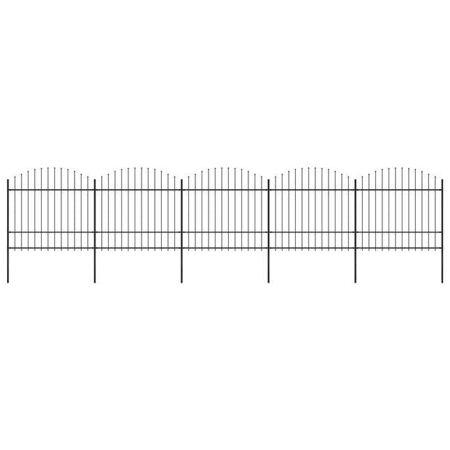 Recinzione Giardino Punta a Lancia (1,5-1,75)x8,5m Acciaio Nera