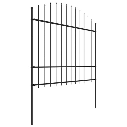 Recinzione Giardino Punta a Lancia (1,5-1,75)x8,5m Acciaio Nera