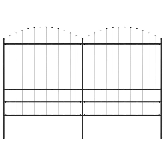 Recinzione Giardino Punta a Lancia (1,75-2)x3,4m Acciaio Nera