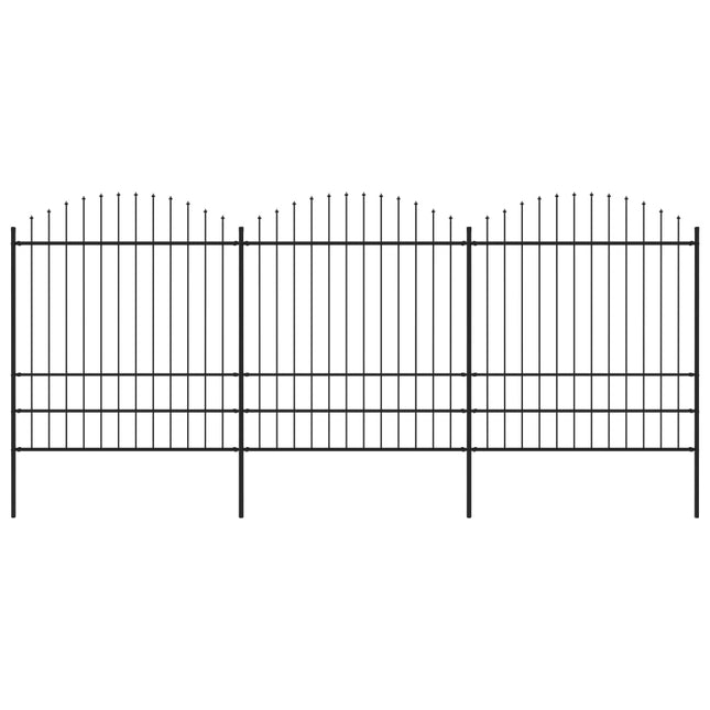 Recinzione Giardino Punta a Lancia (1,75-2)x5,1m Acciaio Nera