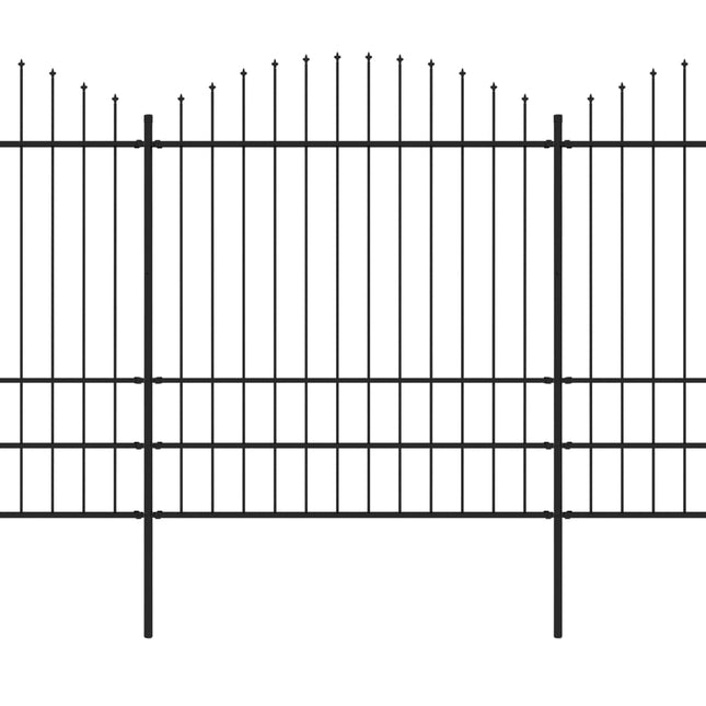 Recinzione Giardino Punta a Lancia (1,75-2)x6,8m Acciaio Nera