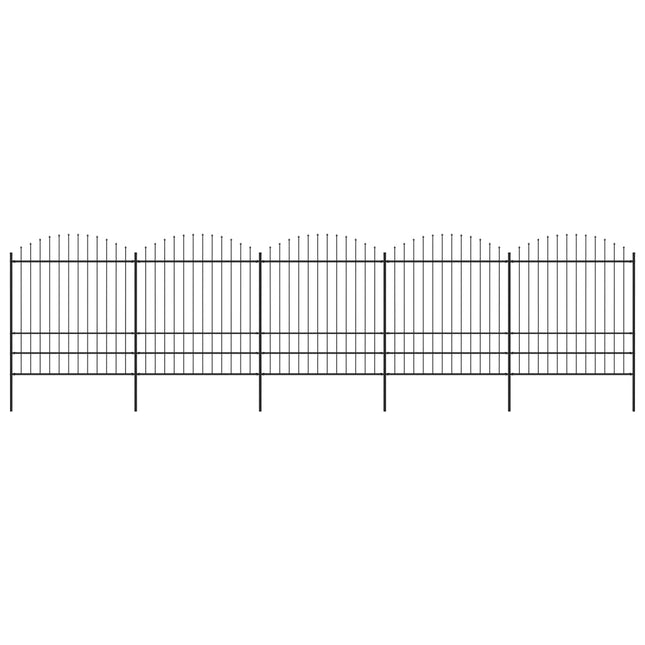 Recinzione Giardino Punta a Lancia (1,75-2)x8,5m Acciaio Nera