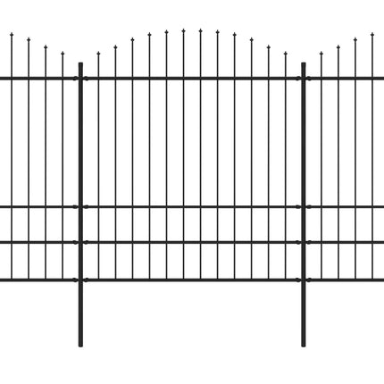 Recinzione Giardino Punta a Lancia (1,75-2)x8,5m Acciaio Nera
