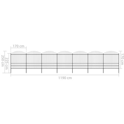 Recinzione Giardino Punta a Lancia (1,75-2)x11,9m Acciaio Nera