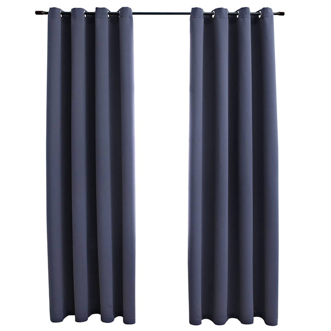 Tende Oscuranti con Anelli in Metallo 2 pz Antracite 140x245 cm