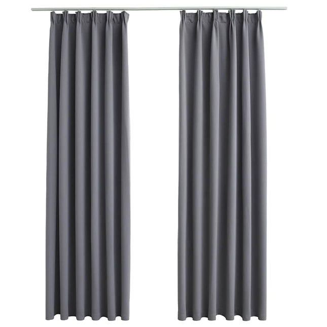 Tende Oscuranti con Ganci 2 pz Grigie 140x245 cm