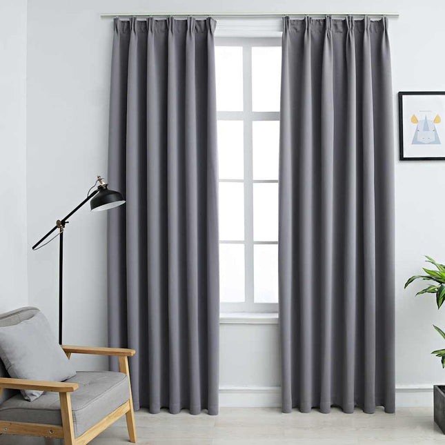 Tende Oscuranti con Ganci 2 pz Grigie 140x245 cm