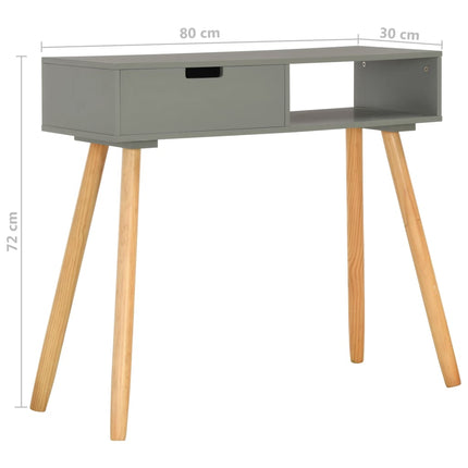 Tavolo Consolle Grigio 80x30x72 cm in Legno Massello di Pino
