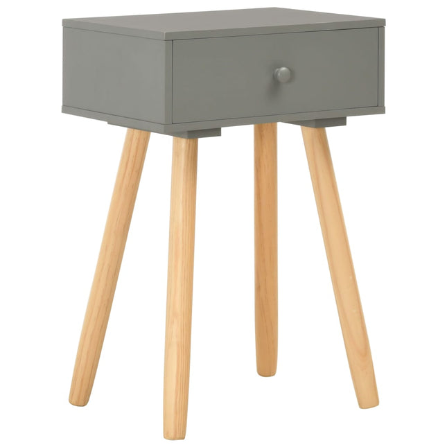Comodini 2 pz Grigi in Legno Massello di Pino