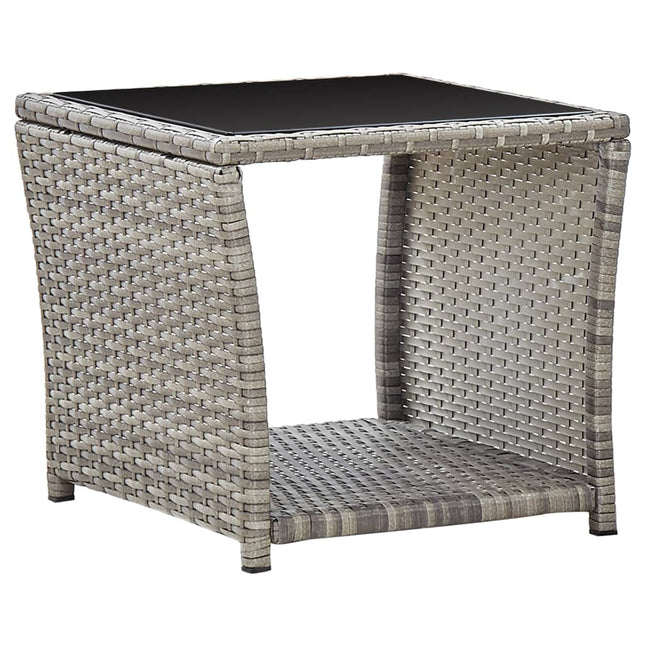 Tavolino da CaffÃƒÂ¨ Grigio 45x45x40 cm in Polyrattan e Vetro