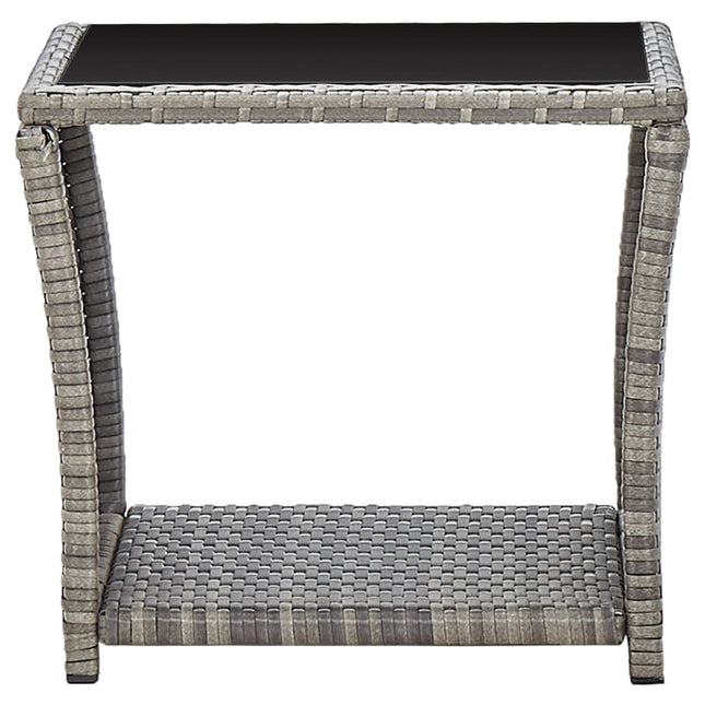 Tavolino da CaffÃƒÂ¨ Grigio 45x45x40 cm in Polyrattan e Vetro