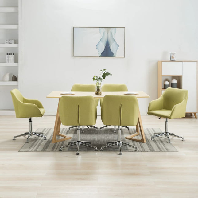 Sedie da Pranzo Girevoli 6 pz Verde in Tessuto