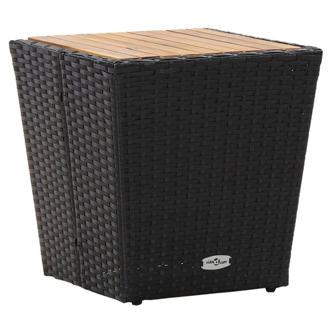 Tavolino Nero 41,5x41,5x43 cm in Polyrattan e Legno di Acacia