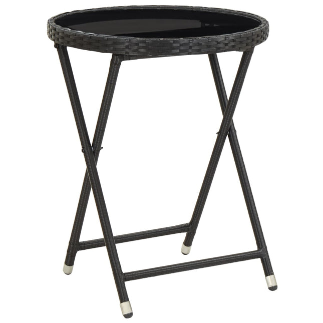 Tavolino da CaffÃ¨ Nero 60 cm in Polyrattan e Vetro Temperato