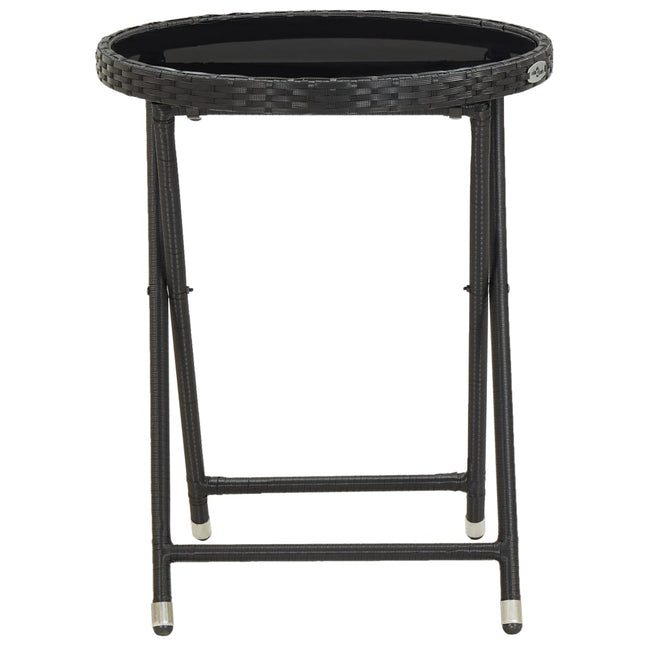 Tavolino da CaffÃ¨ Nero 60 cm in Polyrattan e Vetro Temperato