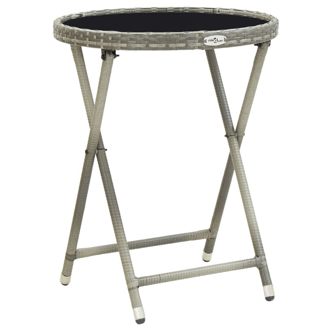 Tavolino da CaffÃ¨ Grigio 60 cm in Polyrattan e Vetro Temperato