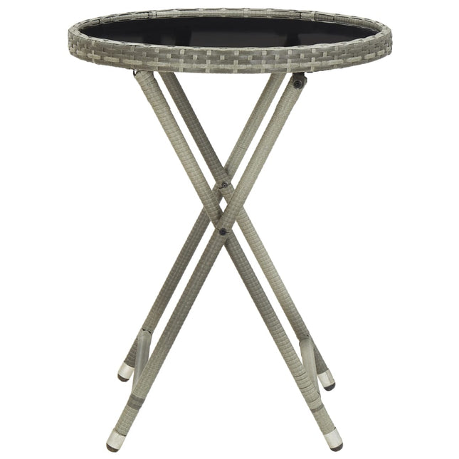Tavolino da CaffÃ¨ Grigio 60 cm in Polyrattan e Vetro Temperato