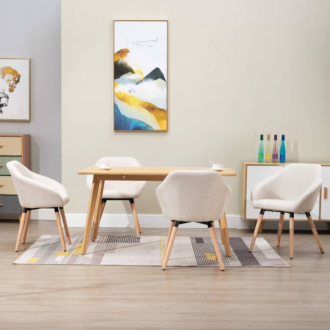 Sedie da Pranzo 4 pz Crema in Tessuto