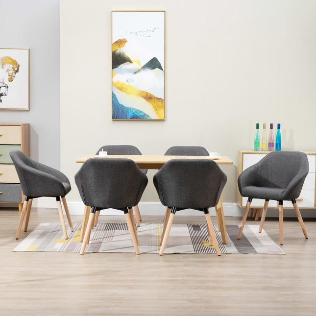 Sedie da Pranzo 6 pz Grigio Scuro in Tessuto