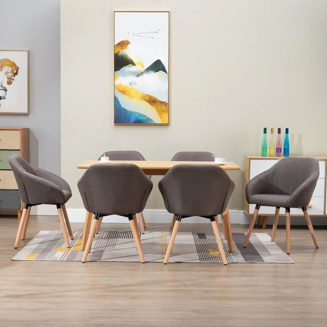 Sedie da Pranzo 6 pz Grigio Talpa in Tessuto