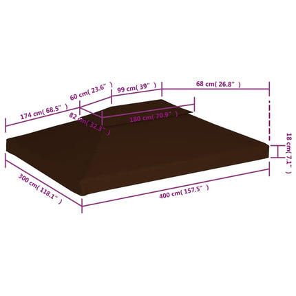 Copertura Superiore per Gazebo a 2 Strati 310g/mÃ‚Â² 4x3m Marrone