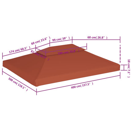 Copertura Superiore Gazebo a 2 Strati 310g/mÂ² 4x3m Terracotta