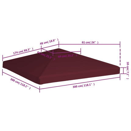 Copertura Superiore per Gazebo 310g/mÃ‚Â² 3x3m Bordeaux
