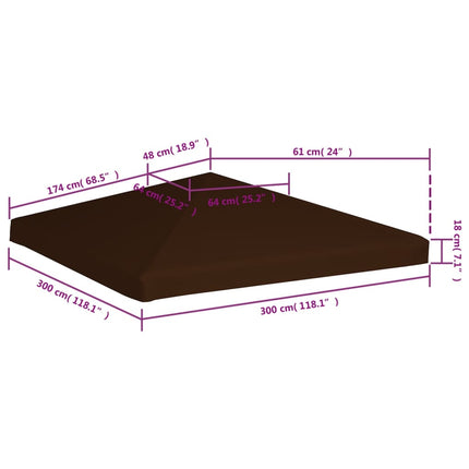 Copertura Superiore per Gazebo 310 g/mÃ‚Â² 3x3 m Marrone