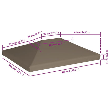 Copertura Superiore per Gazebo 310 g/mÃ‚Â² 3x4m Grigio Talpa