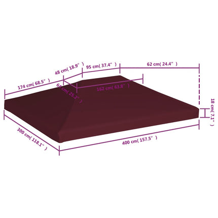 Copertura Superiore per Gazebo 310g/mÂ² 3x4m Bordeaux