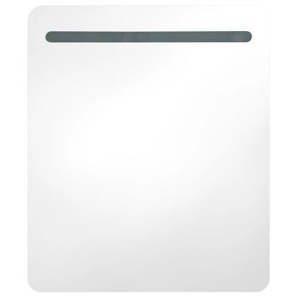 Armadietto Bagno con Specchio e LED 68x9x80 cm
