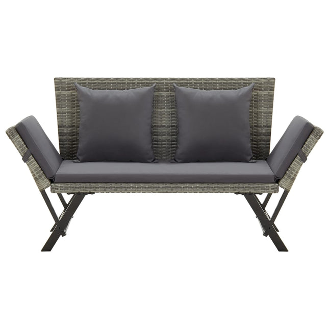 Panchina da Giardino con Cuscini 176 cm in Polyrattan Grigio